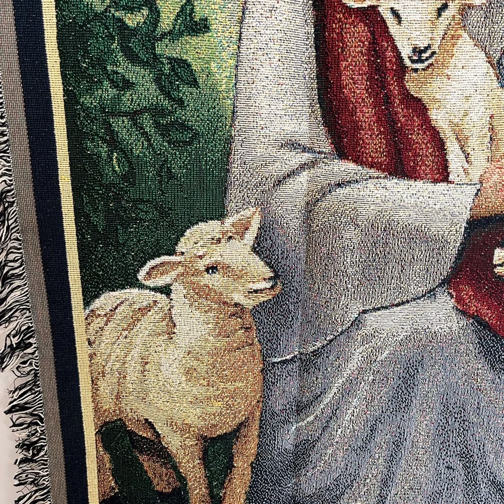Religious Tapestry Wall Hanging or Throw‎ Blanket with Pastoral Scene 23rd Psalm